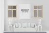 Poster Frame In Living Room Psd Mockup Psd