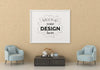 Poster Frame In Living Room Psd Mockup Psd