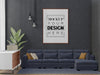 Poster Frame In Living Room Psd Mockup Psd