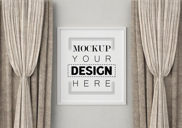Poster Frame In Living Room Psd Mockup Psd