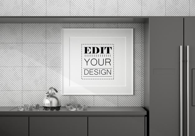 Poster Frame In Living Room Psd Mockup Psd