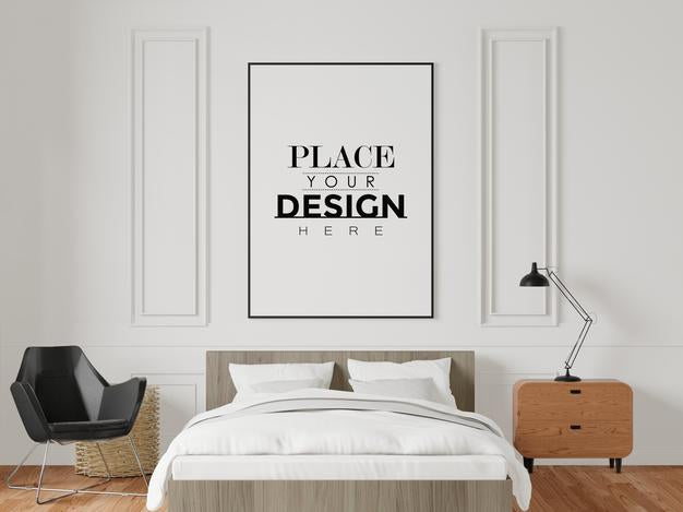 Poster Frame In Living Room Psd Mockup Psd