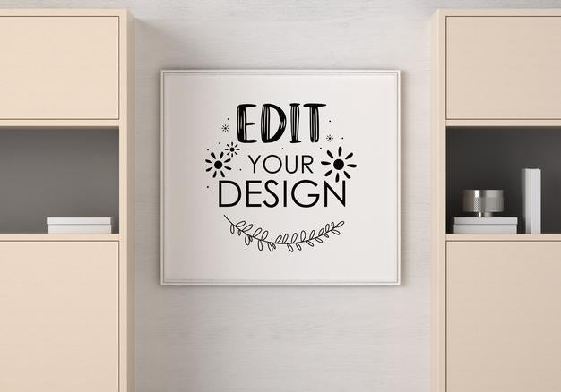 Poster Frame In Living Room Psd Mockup Psd