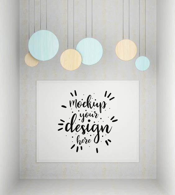 Poster Frame In Living Room Psd Mockup Psd