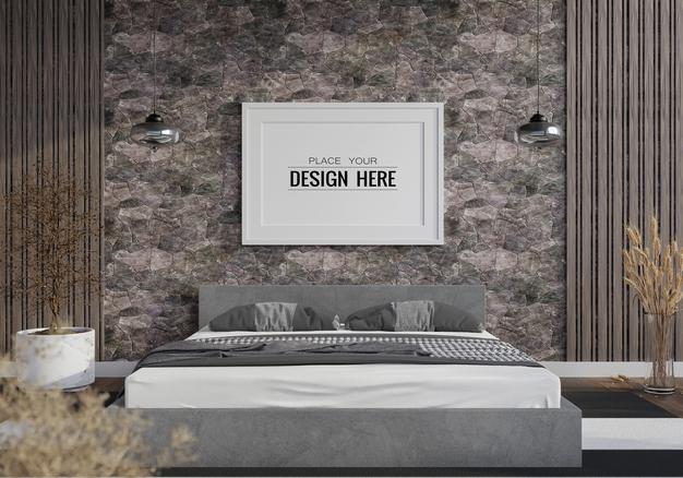 Poster Frame In Living Room Psd Mockup Psd