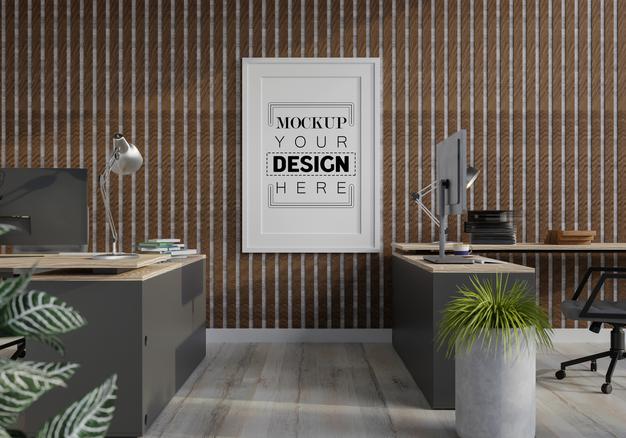 Poster Frame In Living Room Psd Mockup Psd