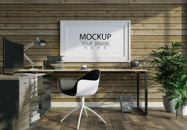 Poster Frame In Living Room Psd Mockup Psd