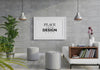 Poster Frame In Living Room Psd Mockup Psd