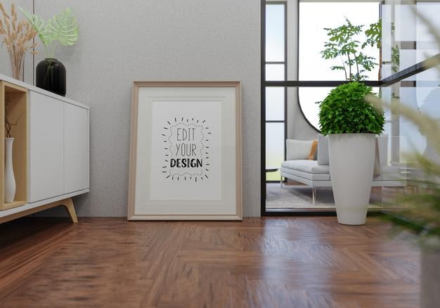 Poster Frame In Living Room Psd Mockup Psd