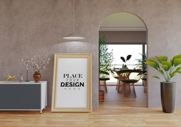 Poster Frame In Living Room Psd Mockup Psd
