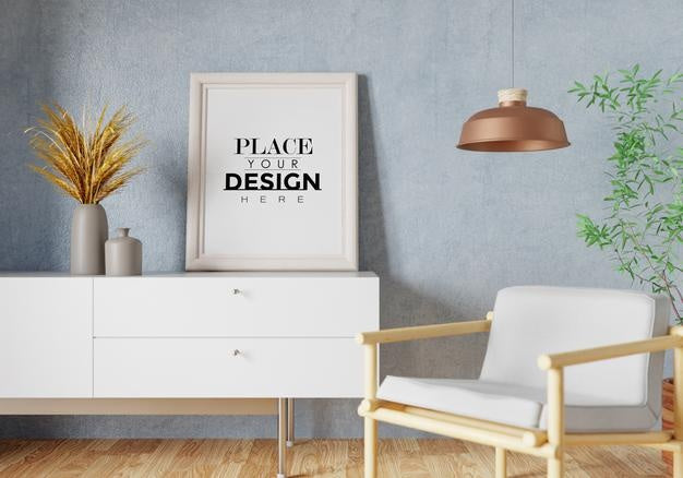 Poster Frame In Living Room Psd Mockup Psd