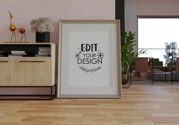 Poster Frame In Living Room Psd Mockup Psd