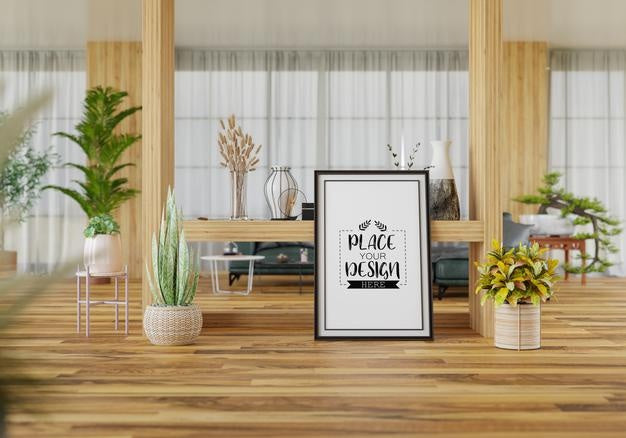 Poster Frame In Living Room Psd Mockup Psd
