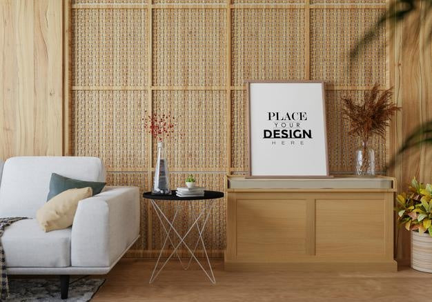 Poster Frame In Living Room Psd Mockup Psd