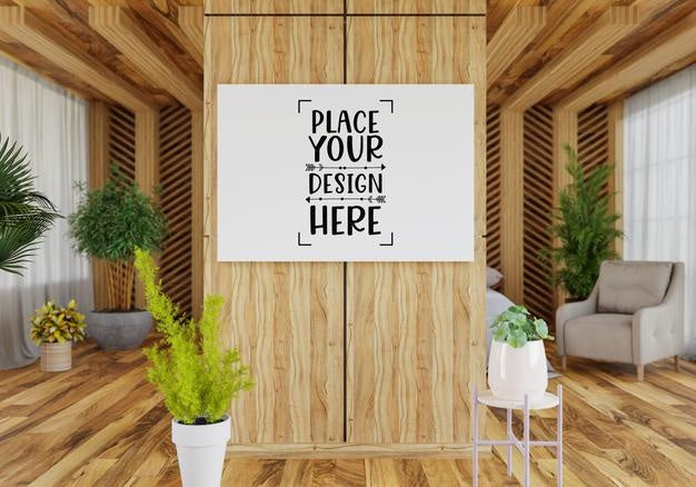 Poster Frame In Living Room Psd Mockup Psd