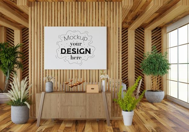 Poster Frame In Living Room Psd Mockup Psd