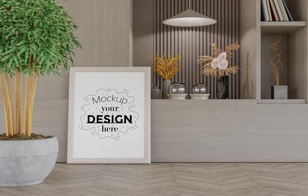 Poster Frame In Living Room Psd Mockup Psd
