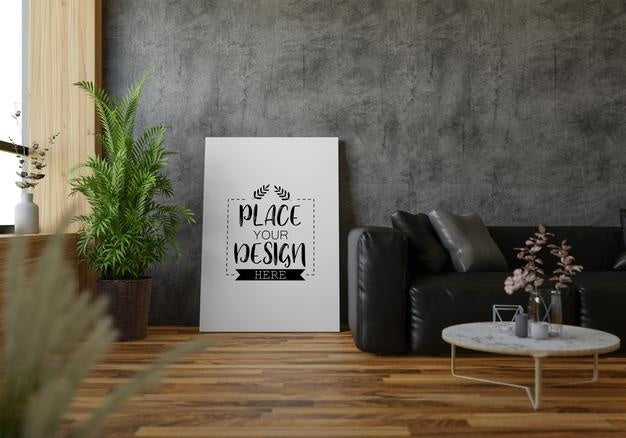 Poster Frame In Living Room Psd Mockup Psd