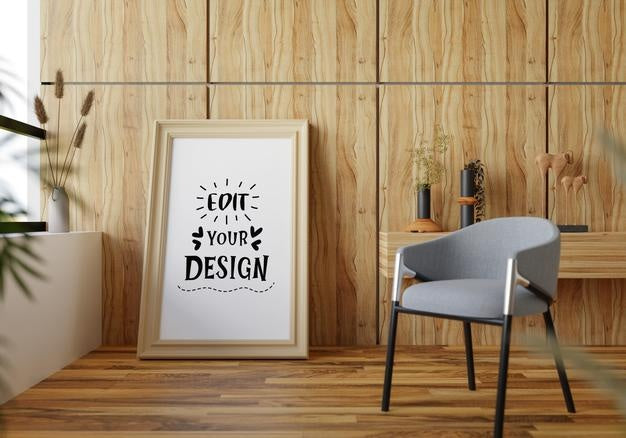Poster Frame In Living Room Psd Mockup Psd
