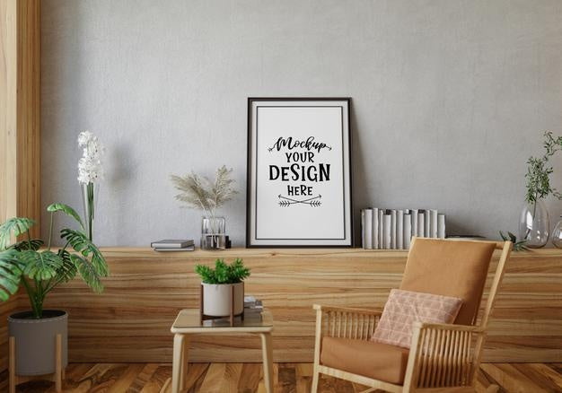 Poster Frame In Living Room Psd Mockup Psd