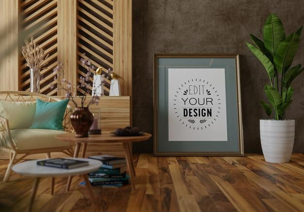 Poster Frame In Living Room Psd Mockup Psd