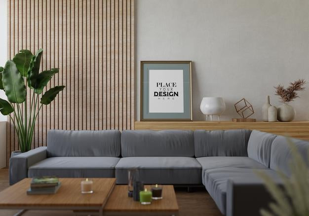 Poster Frame In Living Room Psd Mockup Psd
