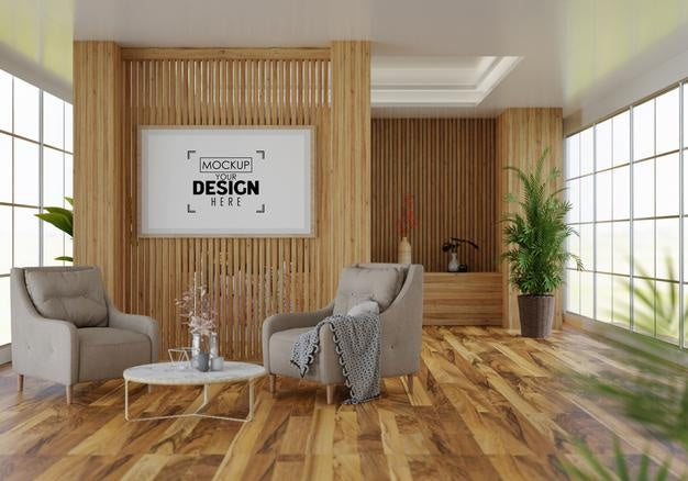 Poster Frame In Living Room Psd Mockup Psd