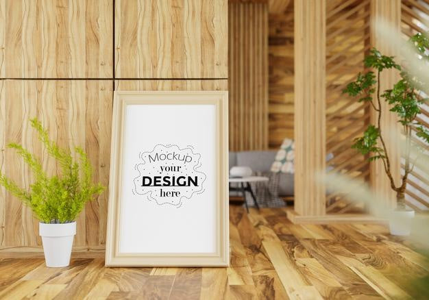 Poster Frame In Living Room Psd Mockup Psd