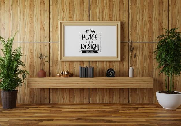 Poster Frame In Living Room Psd Mockup Psd