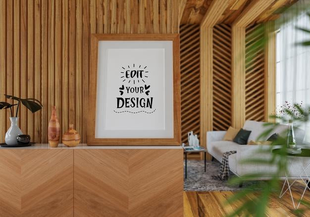 Poster Frame In Living Room Psd Mockup Psd