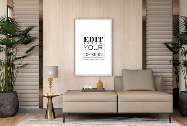 Poster Frame In Living Room Psd Mockup Psd