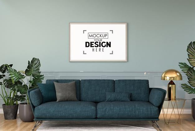 Poster Frame In Living Room Psd Mockup Psd