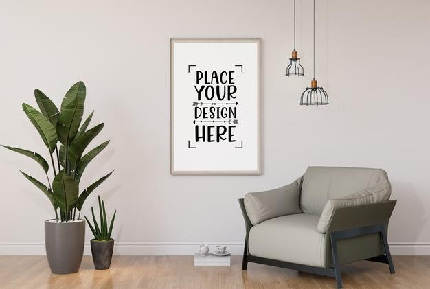 Poster Frame In Living Room Psd Mockup Psd