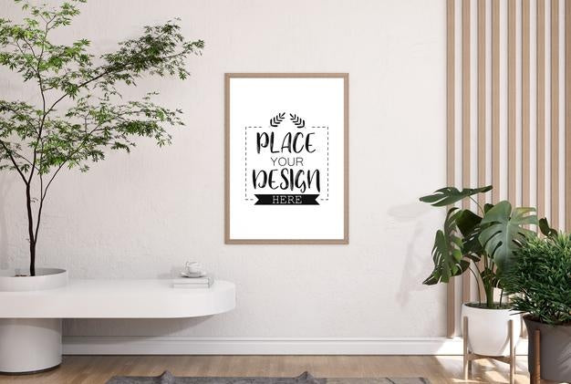 Poster Frame In Living Room Psd Mockup Psd