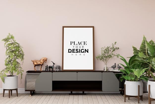 Poster Frame In Living Room Psd Mockup Psd