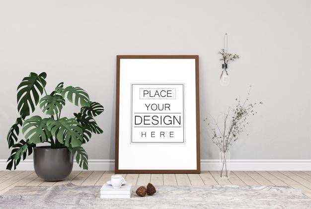 Poster Frame In Living Room Psd Mockup Psd
