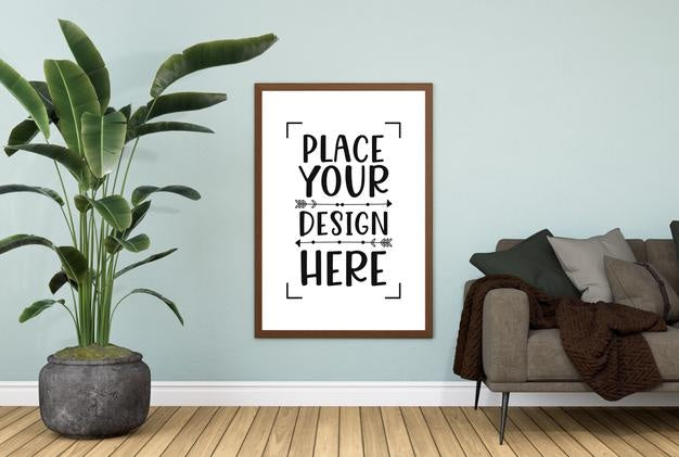 Poster Frame In Living Room Psd Mockup Psd