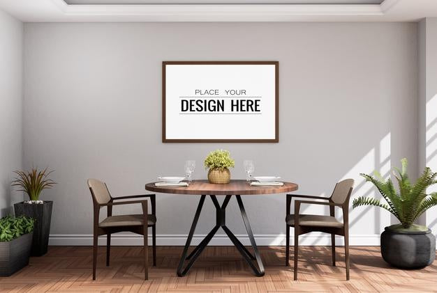 Poster Frame In Living Room Psd Mockup Psd