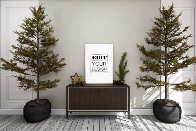 Poster Frame In Living Room Psd Mockup Psd