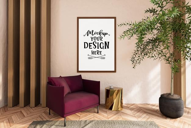 Poster Frame In Living Room Psd Mockup Psd
