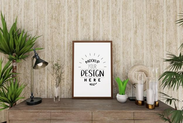 Poster Frame In Living Room Psd Mockup Psd