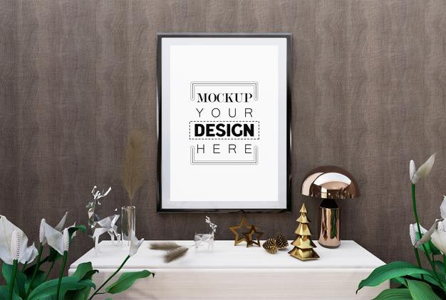 Poster Frame In Living Room Psd Mockup Psd