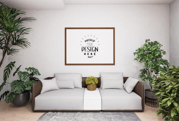 Poster Frame In Living Room Psd Mockup Psd
