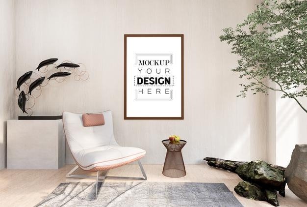 Poster Frame In Living Room Psd Mockup Psd