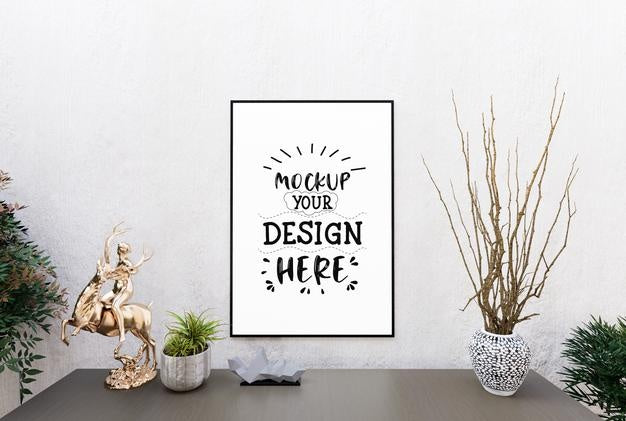 Poster Frame In Living Room Psd Mockup Psd