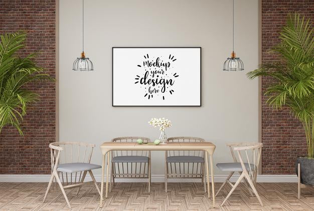 Poster Frame In Living Room Psd Mockup Psd