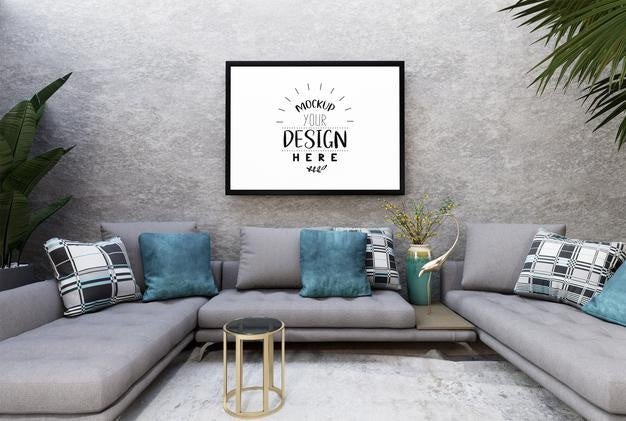 Poster Frame In Living Room Psd Mockup Psd