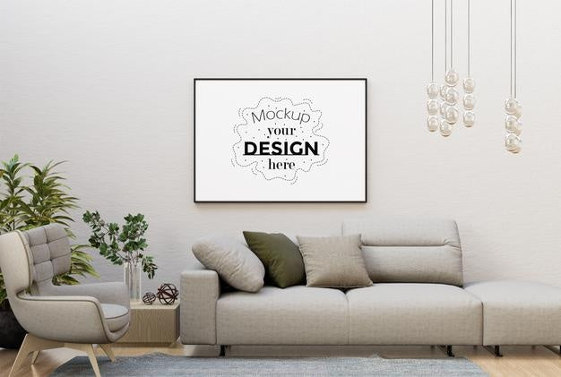 Poster Frame In Living Room Psd Mockup Psd