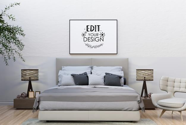 Poster Frame In Living Room Psd Mockup Psd