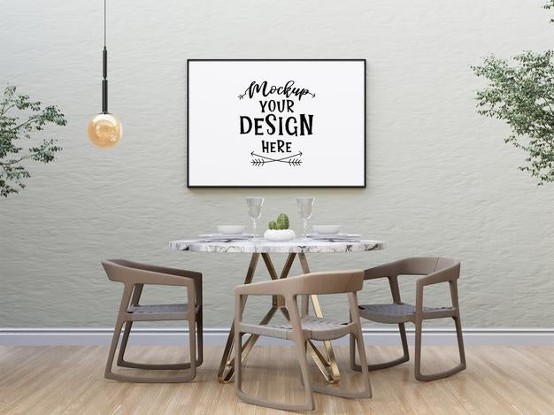 Poster Frame In Living Room Psd Mockup Psd